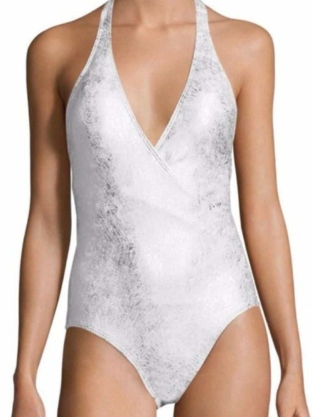 Carmen Marc Valvo women’s plunge neck swimsuit.